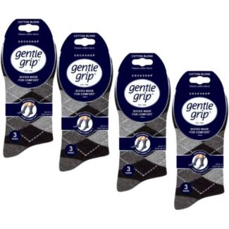 Men's Argyle Gentle Grip Cotton Blend Ankle Socks (3 Pack) - Black/Navy/Charcoal