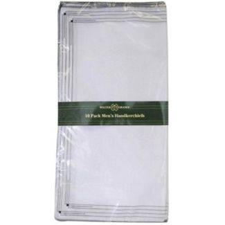 Men's Cotton Blend White Handkerchiefs with Colour Border - Pack of 10