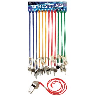 Wholesale Metal Whistles With Assorted Coloured Strings