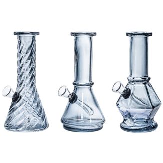 Mini Glass Water Pipe 'Clear Grey Shadow' – Assorted Designs (6inch)