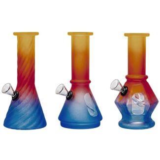 Mini Glass Water Pipe With Tri-Colour – Assorted (6inch) 