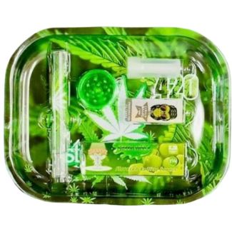 Mini Travel Kit Smoking Gift Set - Green Leaf