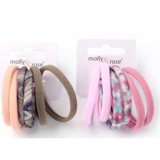 6pcs Jersey Hair Elastics - Assorted - 7mm x 4.5cm