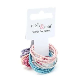 18pcs Glitter Snag Free Hair Elastics - Assorted - 2mm x 3cm
