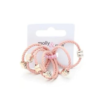 6pcs Dusky Pink Twisted Heart Hair Elastics - 2mm x 3cm