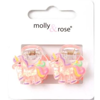 2pcs Unicorn, Butterfly and Mermaid Mini Hair Clamps - Assorted - 2cm 