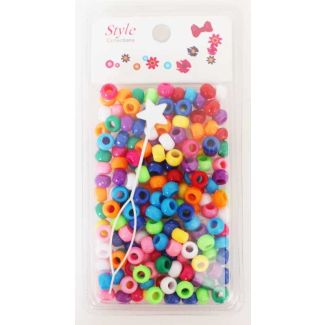 130pcs Bright Plastic Hair Braiding Beads - Assorted - 8mm
