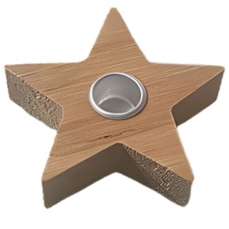 Natural Wooden Star Design Candle Holder