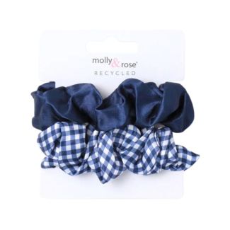 2pcs Navy Blue Hair Scrunchies - 8cm