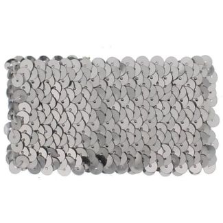 Pair Of Sequin Wide Wristbands (5cm) - Silver