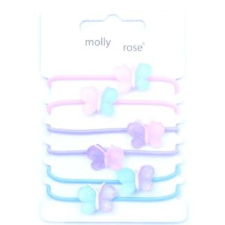 Pastel Butterfly Motif Bobble Elastics - Assorted Colours (2mmx4cm)