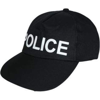 Police Cap with Printed Logo - Black