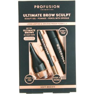 Profusion Ultimate Brow Sculpt Gift Set  - Soft Brown(Sculpt Gel, Pomade &  Pencil)