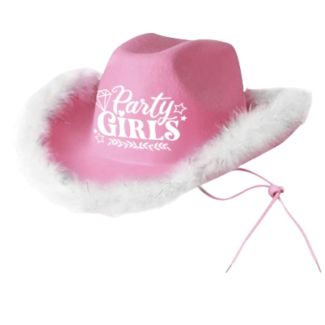 Party Girl Cowboy Hat with Marabou Trim - Pink & White