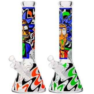 R & M (Zig Zag)Design Glass Waterpipe - Assorted (12.5 inch)