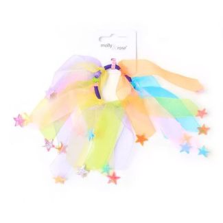 Rainbow Chiffon Windmill Hair Elastics With Stars - 4mm x 4.5cm