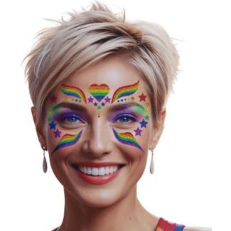 Rainbow Face Glitter Makeup Decoration - 14x13cm