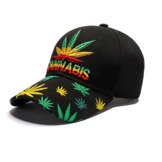 Adults 6 Panel Rasta Leaf Design Baseball Cap 