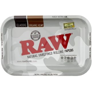RAW Arctic Camo Metal Rolling Tray - 28 x 18cm