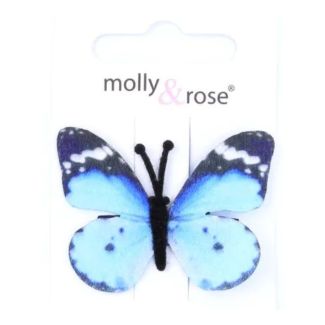 Fabric Butterfly with Black Beak Clip  - Assorted - 4.5cm