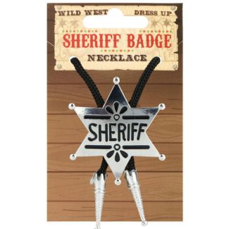 Sheriff Star Badge (5.5cm) on Cord - Silver