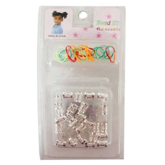 Silver Metal Hair Braiding Beads With Elastic Rubber Bands