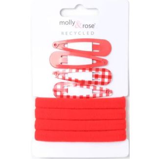 8pcs Red Jersey Hair Elastics and Sleepies Set