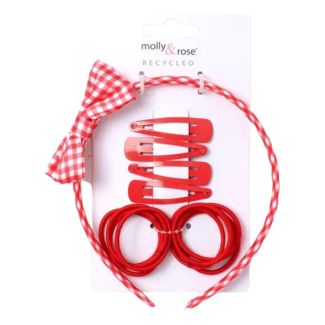 15pcs Red Sleepies, Elastics And Bow Aliceband Set