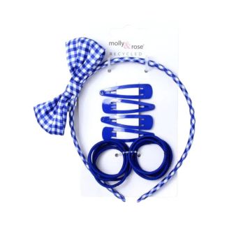 15pcs Royal Blue Sleepies, Elastics And Hair Bow on Aliceband Set