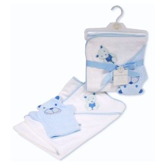 Snuggle Baby Hooded Towel & Wash Mitt Set 100% Cotton - Sky Blue