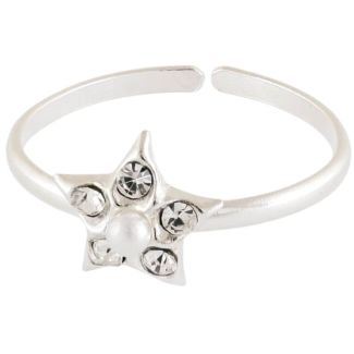 Sterling Silver Pearl Star Design Adjustable Toe Ring