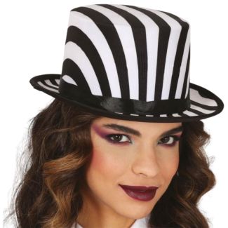 Striped Top Hat - Black & White