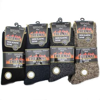Men's Wool Blend Thermal Non Elastic Socks (3 Pack) - Asst