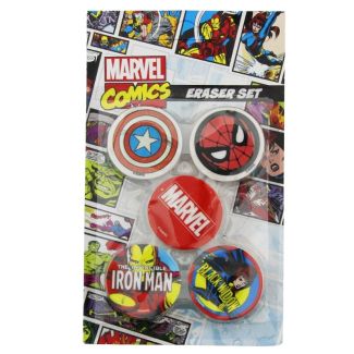 5pcs Marvels Comics Eraser Set - Marvel, Spiderman, Iron man, Black Widow, and Captain Marvel Assortment