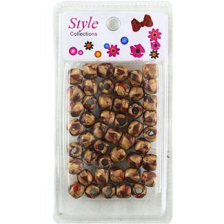 46pcs Brown Leaf Design Wooden Hair Braiding Beads