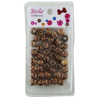 42pcs Brown Marble Design Hair Braiding Beads