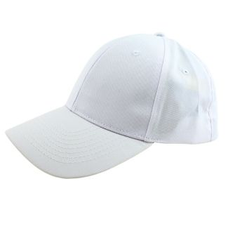 Adults 6 Panel Adjustable Metal Buckle Baseball Cap - White 