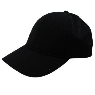 Adults 6 Panel Adjustable Metal Buckle Baseball Cap - Black