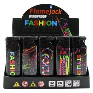 Flamejack Windproof Rainbow Design Lighters - Assorted 