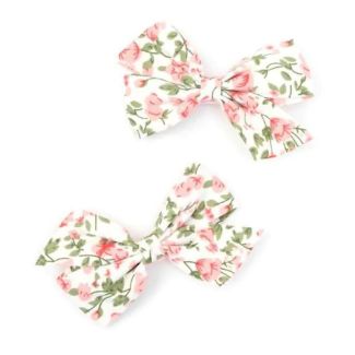 Floral Print Hair Bow with Beak Clip - 7.5cm
