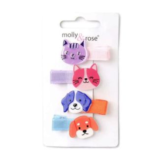 4pcs Cat and Dog Ribbon Covered Fork Clips - Assorted - 3cm 