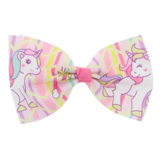 Unicorn Rainbow Print Hair Bows with Jojo Style Ribbon - 13cm
