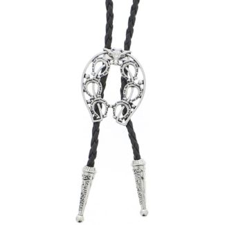 Vintage Western Ram Skull & Horseshoe Bolo Tie