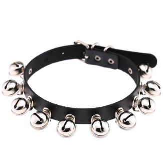 Vegan Leather Choker Bow Knot Bell Design 