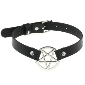 Vegan Leather Choker Pentagram Design