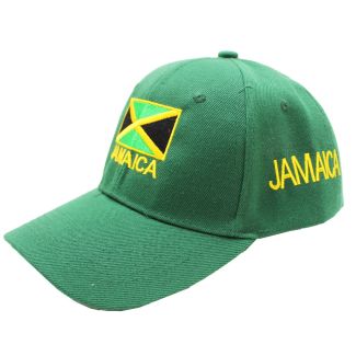 6 Panel 100% Polyester Embroidered Baseball Cap Jamaica - Green