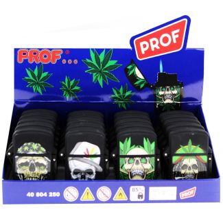 Wholesale PROF Blue Jet Flame Rasta Skull Malibu Refillable Lighters - Assorted 