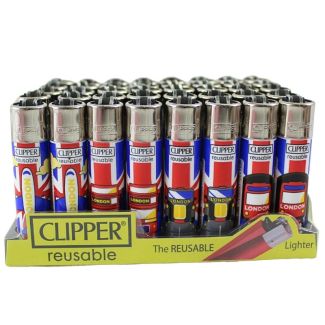 Wholesale Clipper Reusable Lighters "London 24" Design - Assorted 