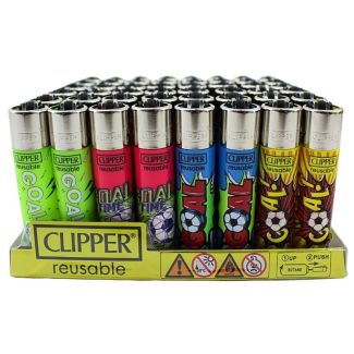 Wholesale Clipper Reusable Lighters "Victory's Goal" Design - Assorted 