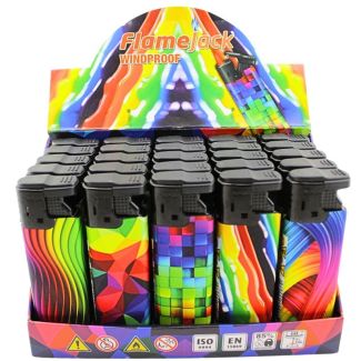 Wholesale Flamejack Windproof Lighters "Multi Colour Design"- Assorted